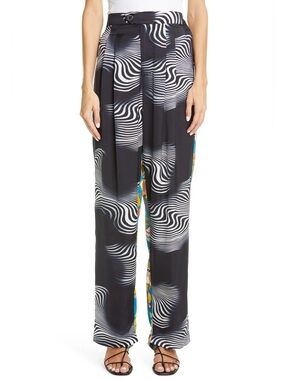 Simon Miller Echo High Waist Wide Leg Satin Trousers Small